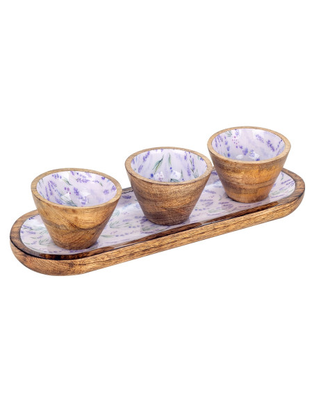 Bandeja lavanda c/3 cuencos