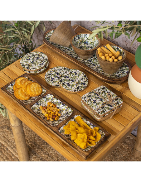 S/4 posavasos cuadrado aceitunas