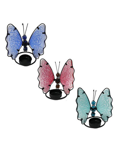 Portavelas mariposa 3 dif.