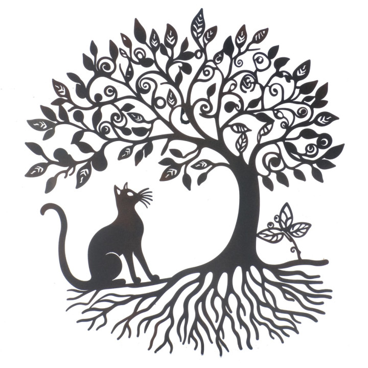 Adorno pared arbol con gato