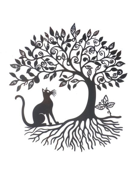 Adorno pared arbol con gato