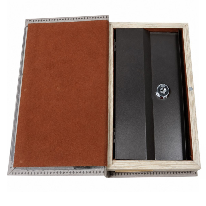 Caja libro seguridad c/llave esfera armilar