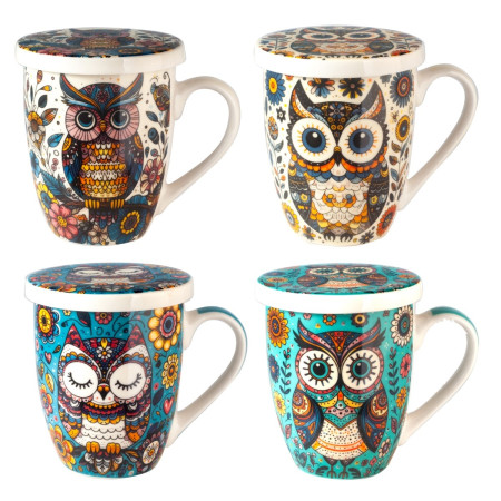 Mug y filtro buho c/caja regalo