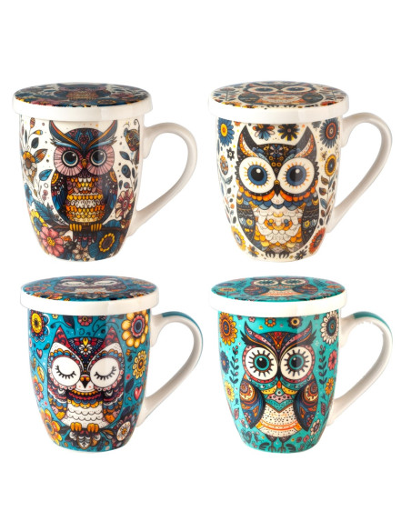 Mug y filtro buho c/caja regalo