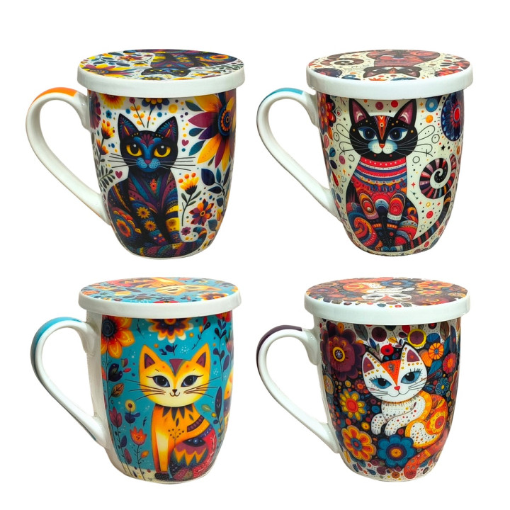 Mug y filtro gato pop c/caja regalo