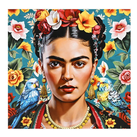 Cuadro mujer flores 80x80cm