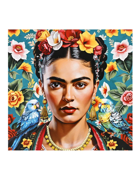 Cuadro mujer flores 80x80cm