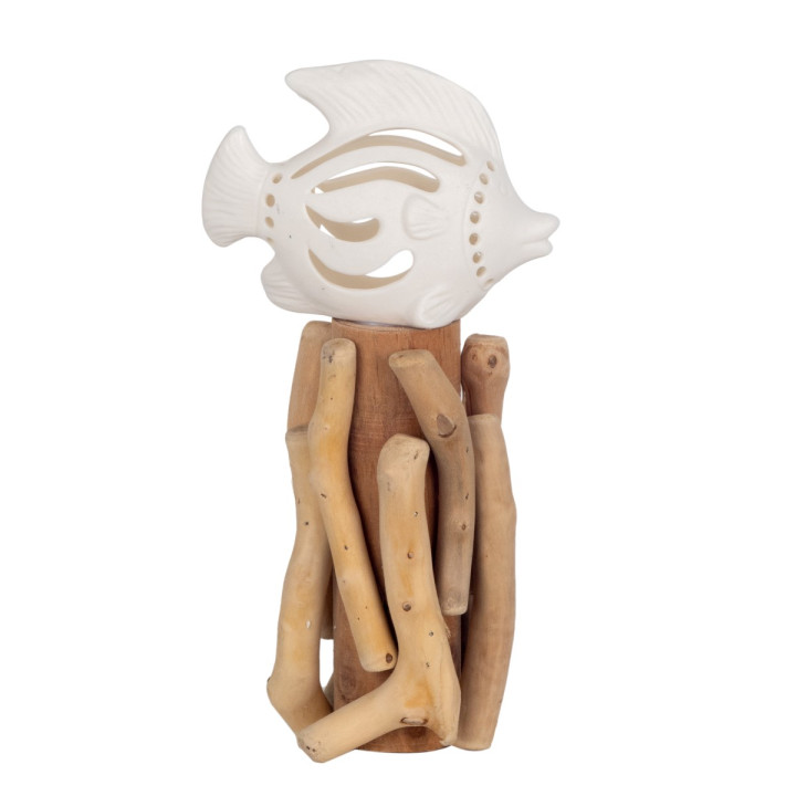 Figura pez led sobre tronco