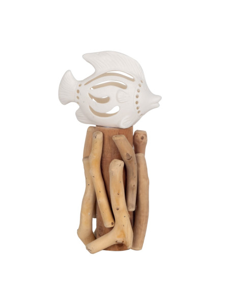 Figura pez led sobre tronco