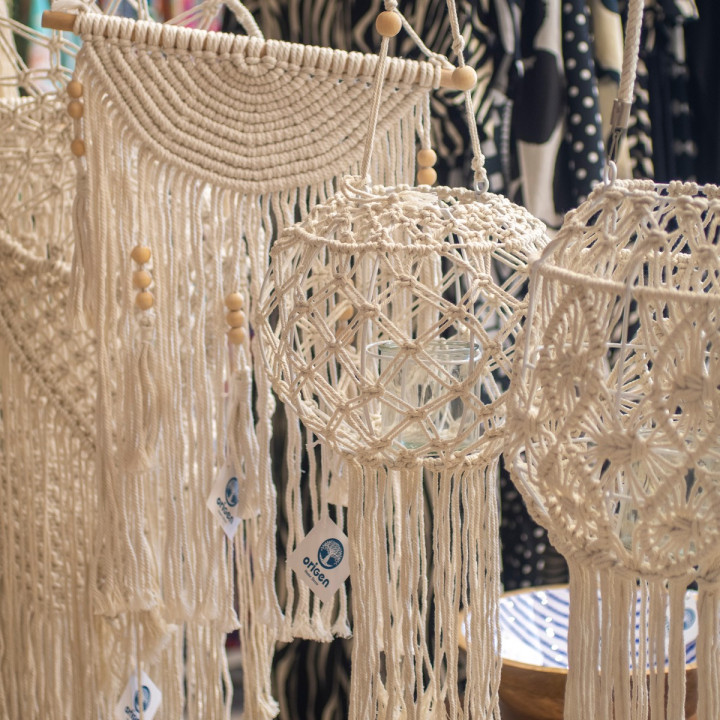 Portavelas colgante macrame