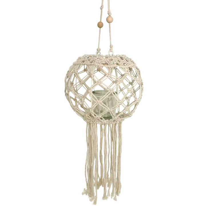 Portavelas colgante macrame