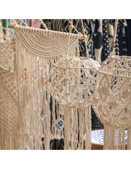 Portavelas colgante macrame