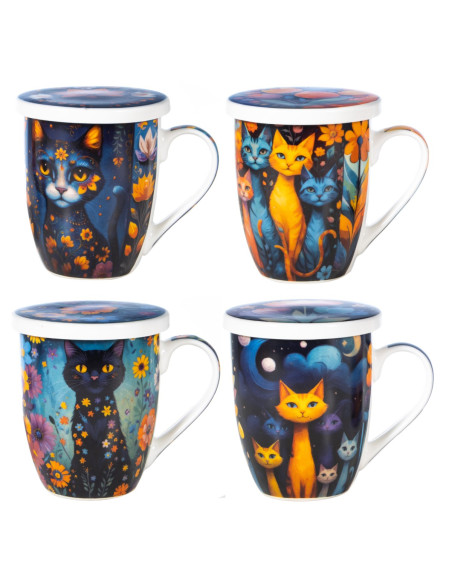 Mug y filtro gato c/caja regalo