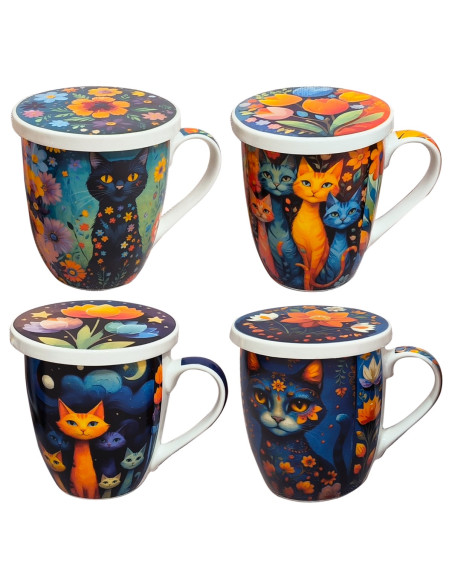 Mug y filtro gato c/caja regalo