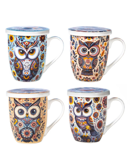 Mug y filtro buho c/caja regalo