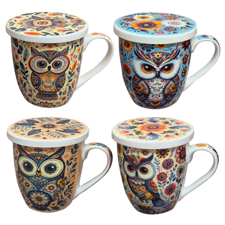 Mug y filtro buho c/caja regalo