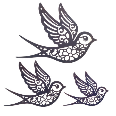 S/3 adorno pared pajaros