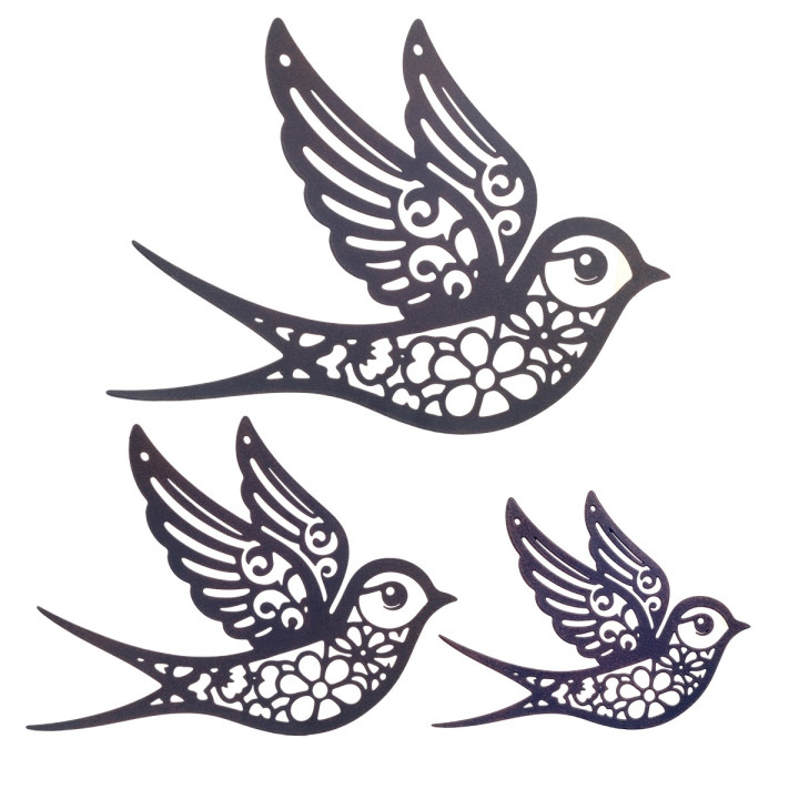S/3 adorno pared pajaros