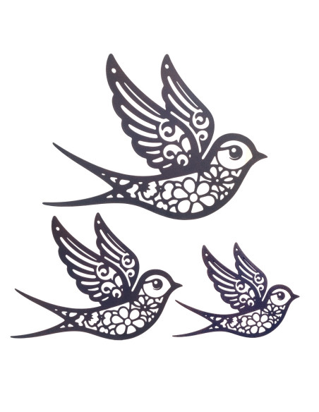 S/3 adorno pared pajaros
