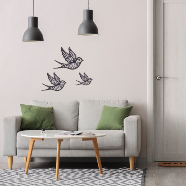 S/3 adorno pared pajaros