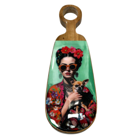 Tabla de cortar mujer flores peq.