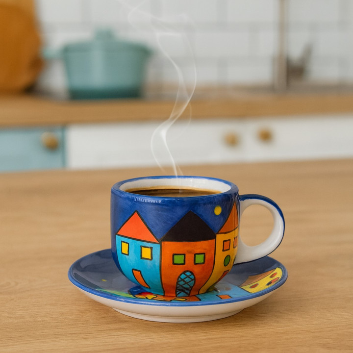 Taza cafe con plato