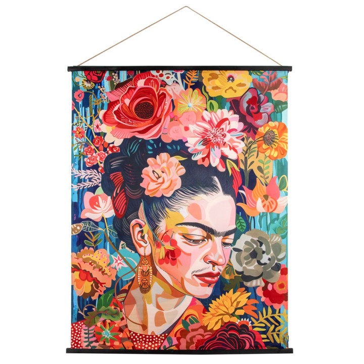 Lienzo enrollable mujer flores