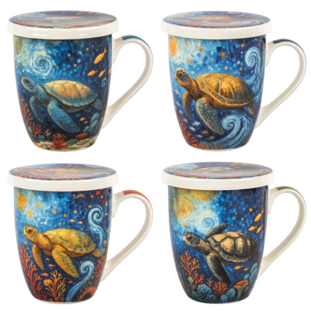 Mug y filtro tortuga c/caja regalo