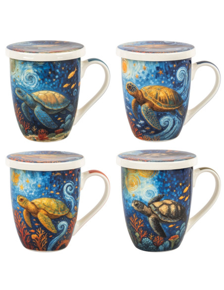 Mug y filtro tortuga c/caja regalo