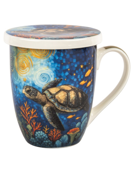 Mug y filtro tortuga c/caja regalo