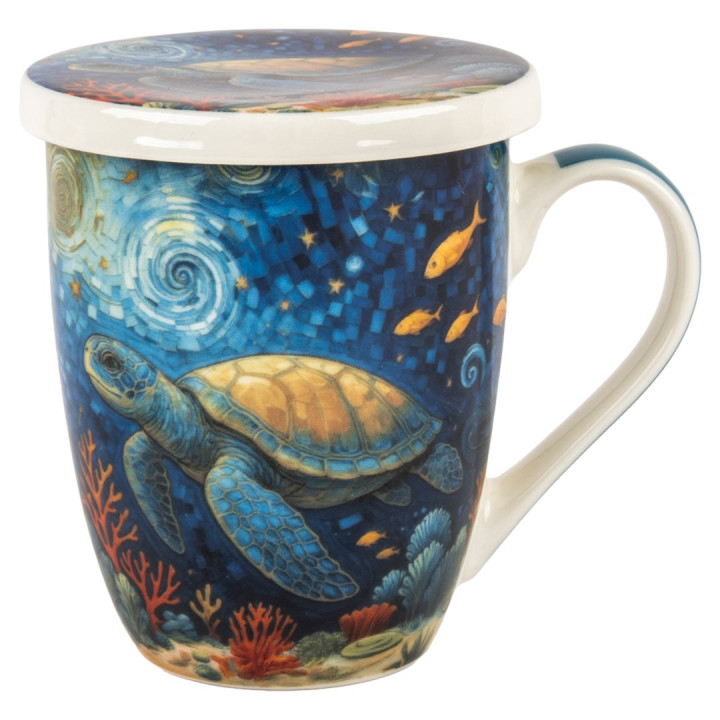 Mug y filtro tortuga c/caja regalo