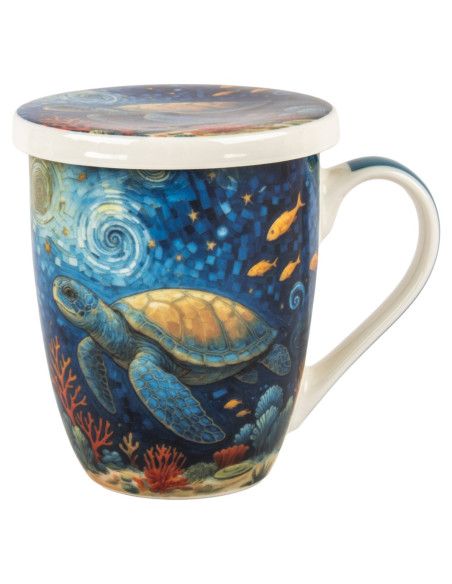 Mug y filtro tortuga c/caja regalo