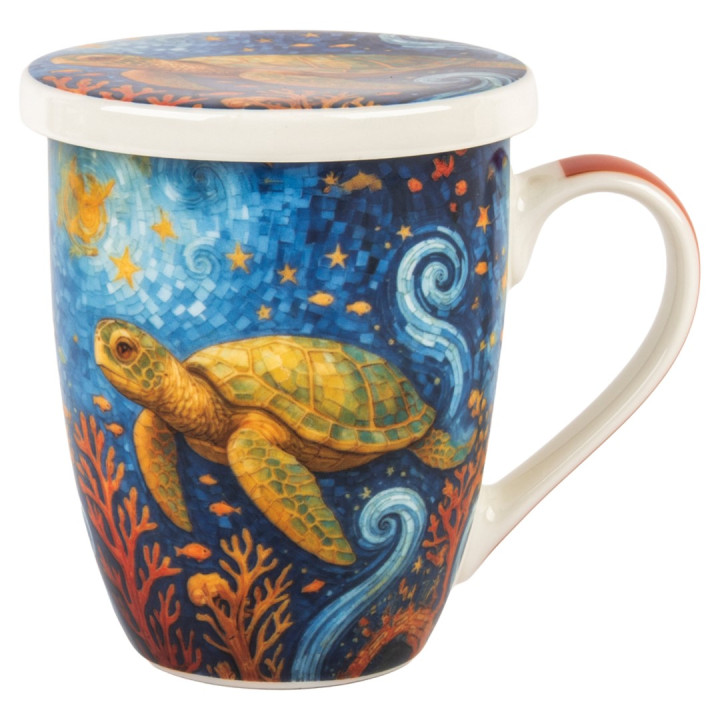 Mug y filtro tortuga c/caja regalo
