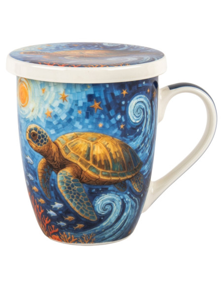 Mug y filtro tortuga c/caja regalo
