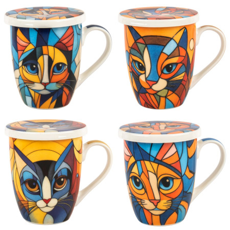 Mug y filtro gato c/caja regalo