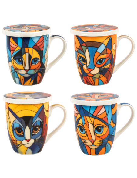 Mug y filtro gato c/caja regalo