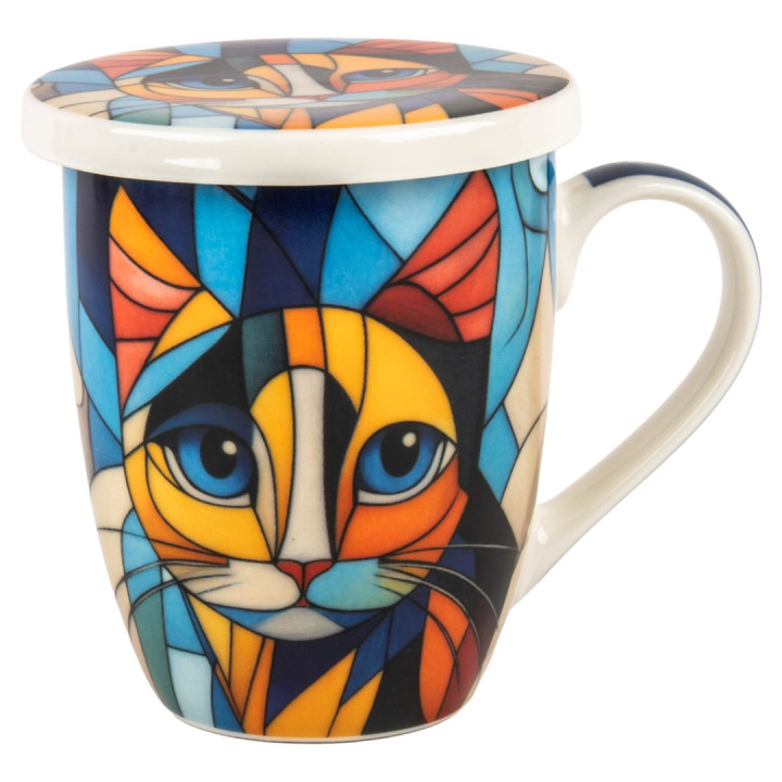 Mug y filtro gato c/caja regalo