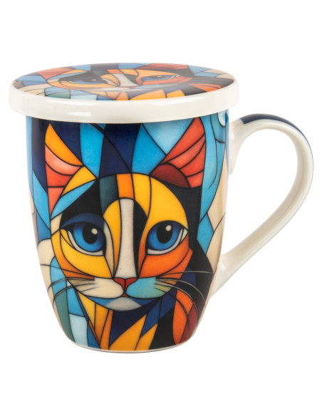 Mug y filtro gato c/caja regalo