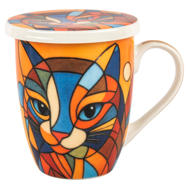 Mug y filtro gato c/caja regalo