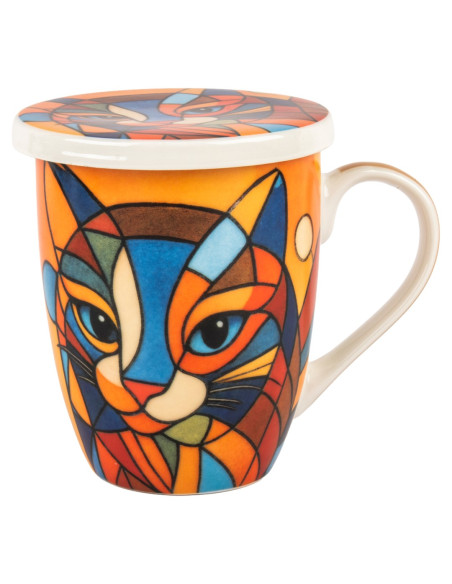 Mug y filtro gato c/caja regalo