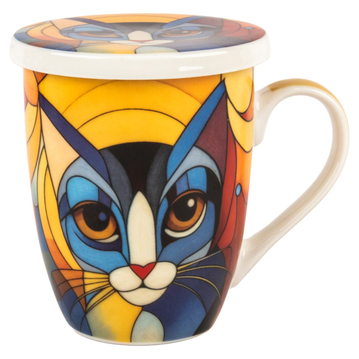 Mug y filtro gato c/caja regalo