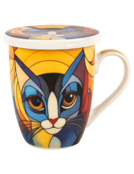 Mug y filtro gato c/caja regalo