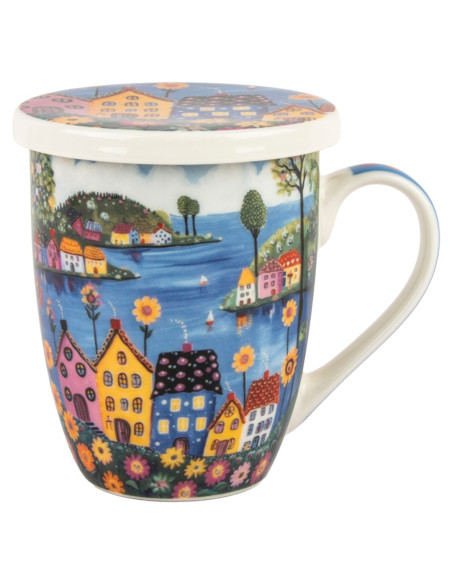 Mug y filtro casitas c/caja regalo