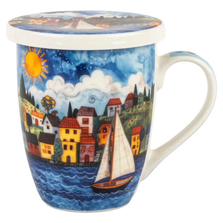Mug y filtro casitas c/caja regalo