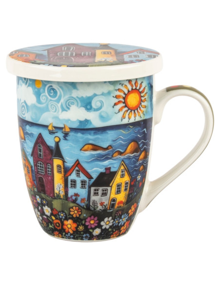 Mug y filtro casitas c/caja regalo