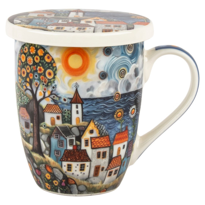 Mug y filtro casitas c/caja regalo