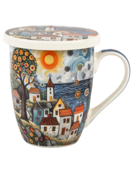 Mug y filtro casitas c/caja regalo