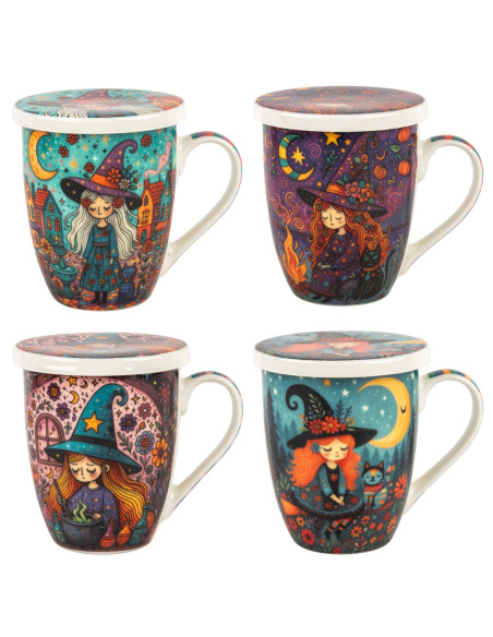 Mug y filtro bruja c/caja regalo
