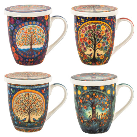 Mug y filtro arbol vida c/caja regalo