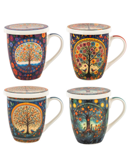 Mug y filtro arbol vida c/caja regalo